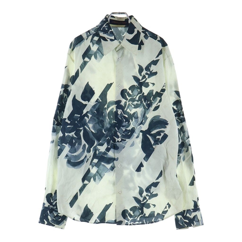 Louis Vuitton Monogram Flower Print All Over Pattern Cotton Poplin Shirt White