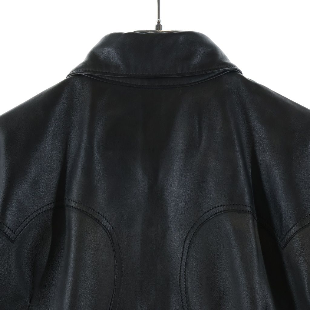 Chrome Hearts Cross Ball Button Long Sleeve Leather Shirt Jacket Black Silver — view 4