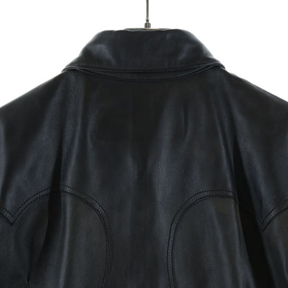 Chrome Hearts Cross Ball Button Long Sleeve Leather Shirt Jacket Black Silver — view 4
