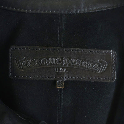 Chrome Hearts Cross Ball Button Long Sleeve Leather Shirt Jacket Black Silver — view 8