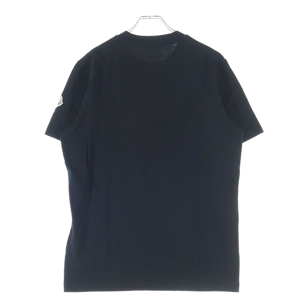 Moncler Safari Tee Front Logo Print T-Shirt Short Sleeve Crew Neck Top Black — view 2