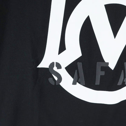 Moncler Safari Tee Front Logo Print T-Shirt Short Sleeve Crew Neck Top Black — view 6