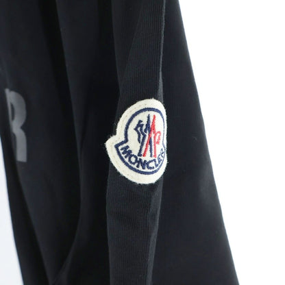 Moncler Safari Tee Front Logo Print T-Shirt Short Sleeve Crew Neck Top Black — view 5