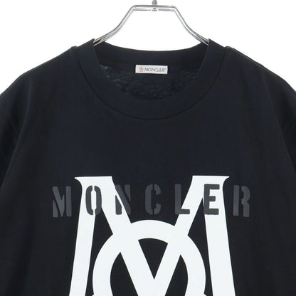 Moncler Safari Tee Front Logo Print T-Shirt Short Sleeve Crew Neck Top Black — view 3