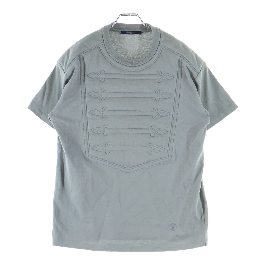 Louis Vuitton LV Logo Embroidery Napoleon Crew Neck Short Sleeve T-Shirt Gray