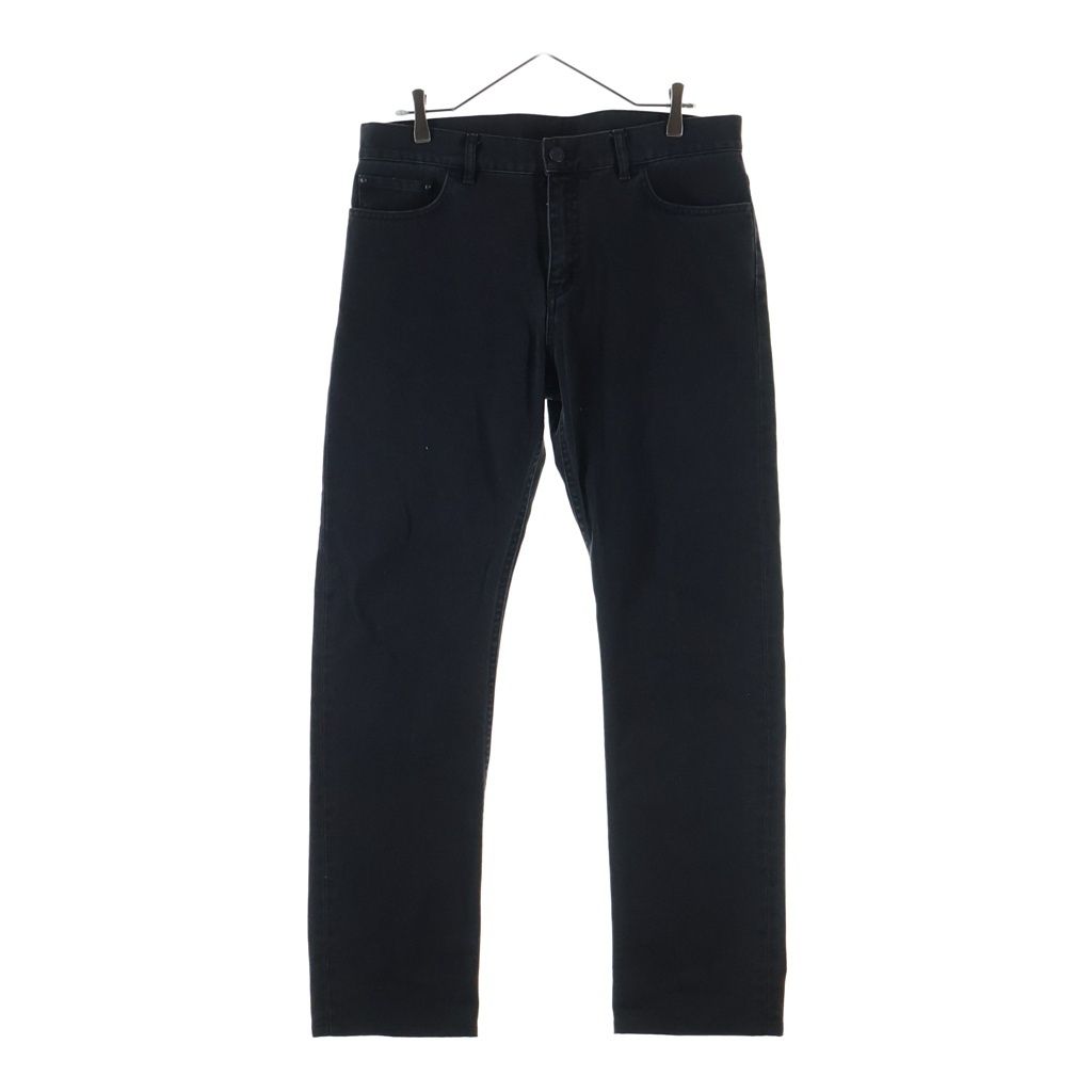 Louis Vuitton Zipper Fly Leather Patch Slim Straight Denim Pants Black