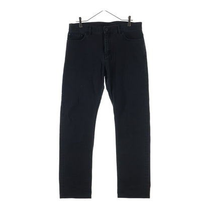 Louis Vuitton Zipper Fly Leather Patch Slim Straight Denim Pants Black