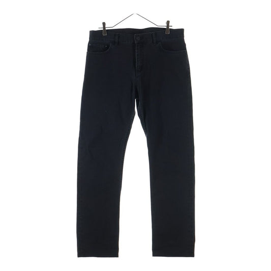 Louis Vuitton Zipper Fly Leather Patch Slim Straight Denim Pants Black