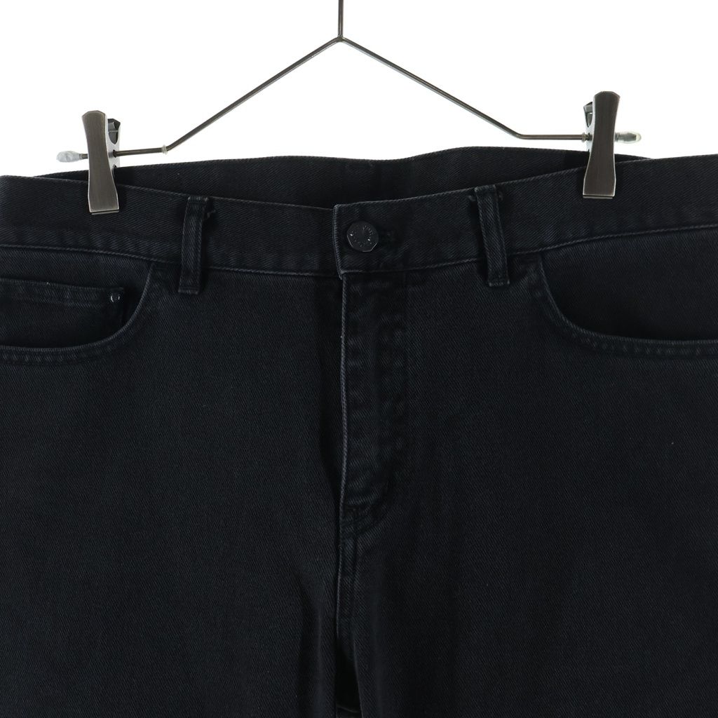 Louis Vuitton Zipper Fly Leather Patch Slim Straight Denim Pants Black — view 3