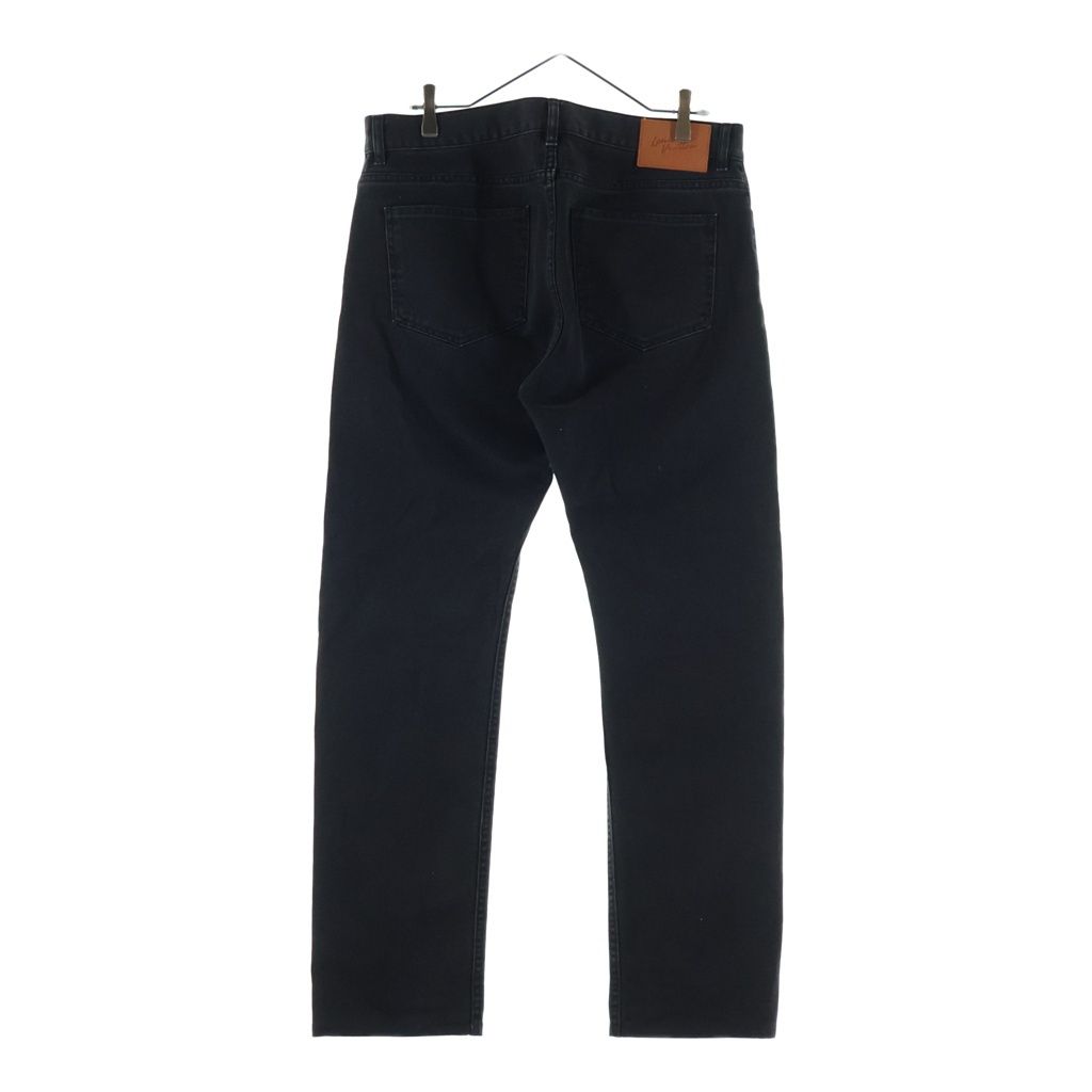 Louis Vuitton Zipper Fly Leather Patch Slim Straight Denim Pants Black — view 2