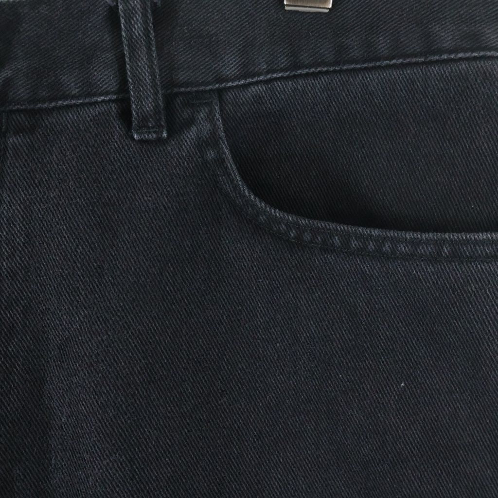 Louis Vuitton Zipper Fly Leather Patch Slim Straight Denim Pants Black — view 4
