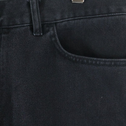 Louis Vuitton Zipper Fly Leather Patch Slim Straight Denim Pants Black — view 4