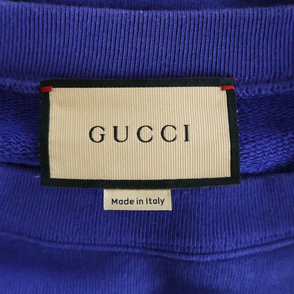 Gucci Back Logo City Print Crew Neck Sweatshirt Blue — view 6