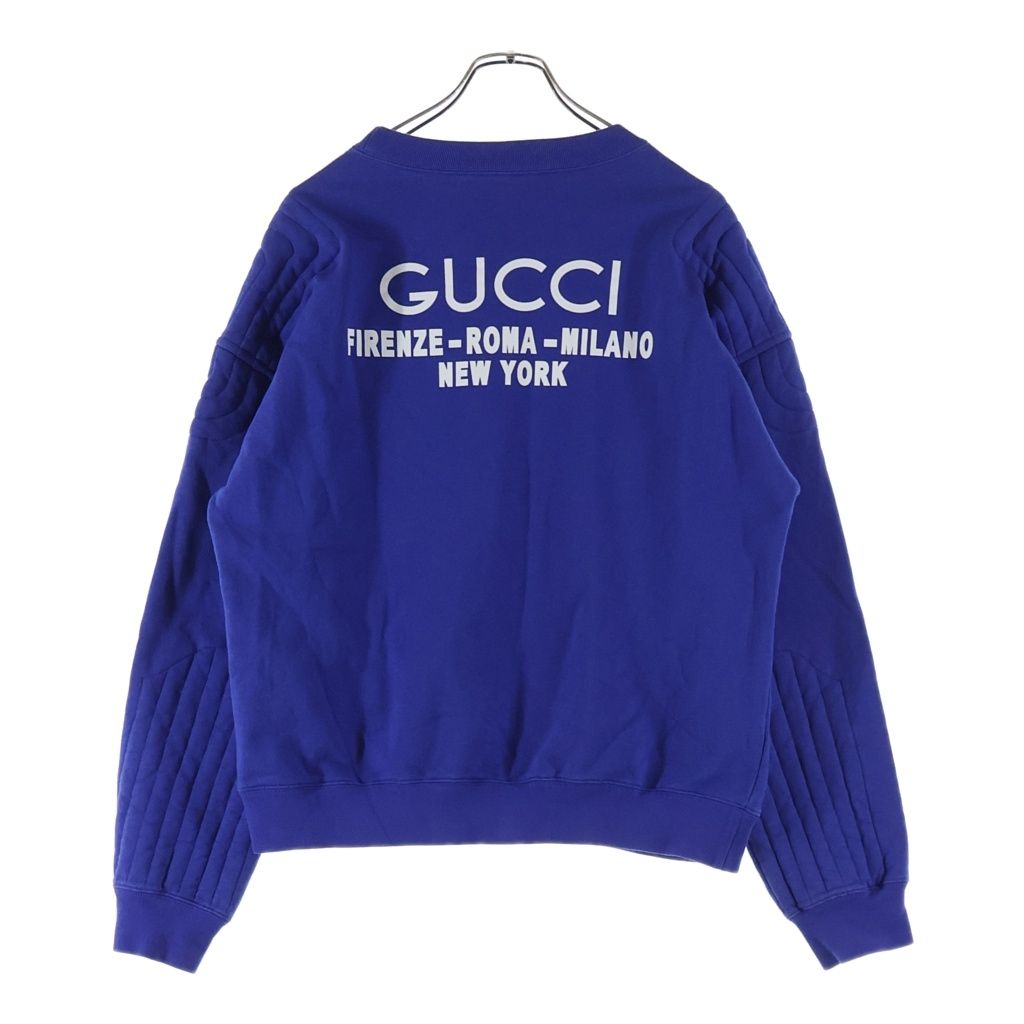 Gucci Back Logo City Print Crew Neck Sweatshirt Blue
