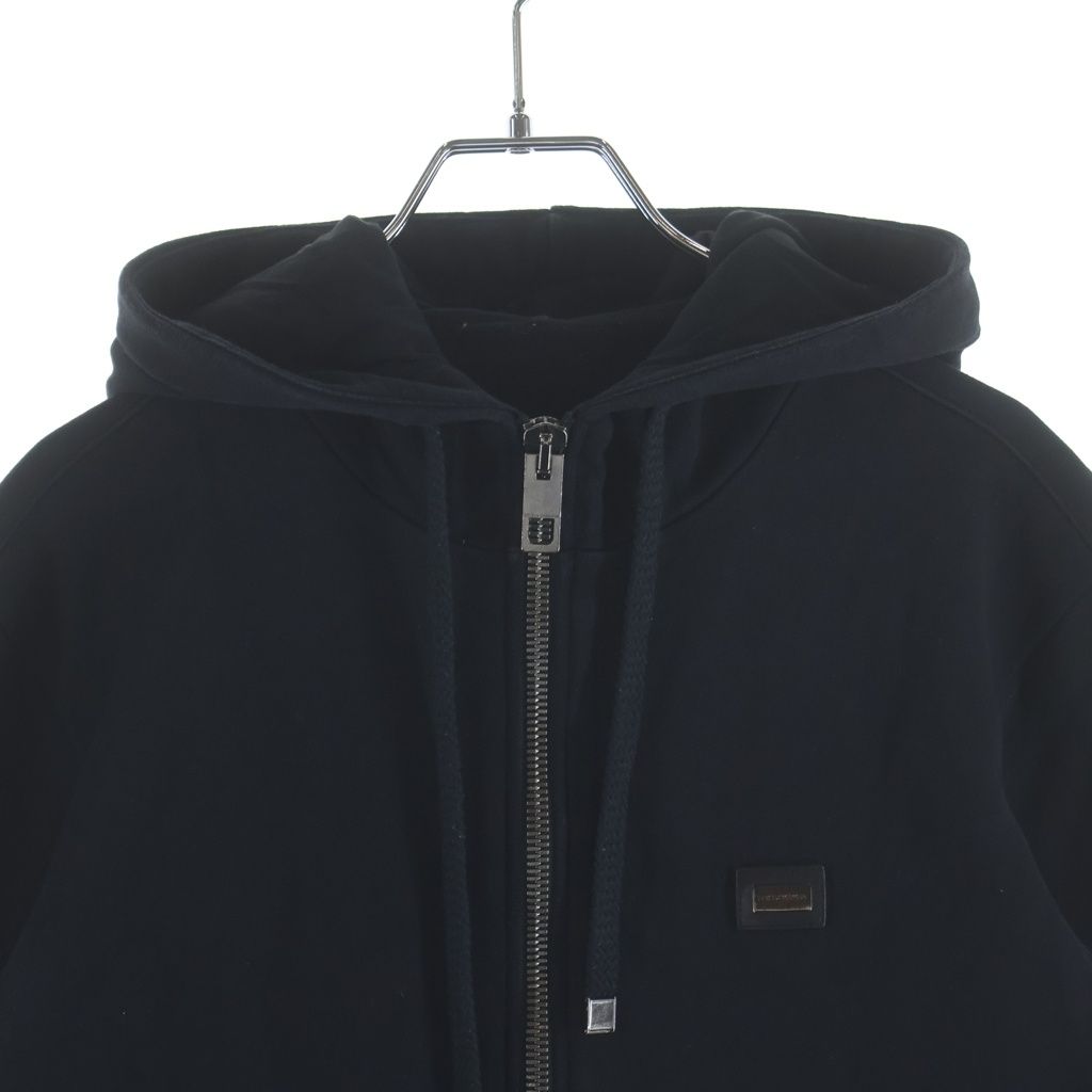 Dolce & Gabbana Logo Plate Zip Up Sweatshirt Hoodie Black — view 3