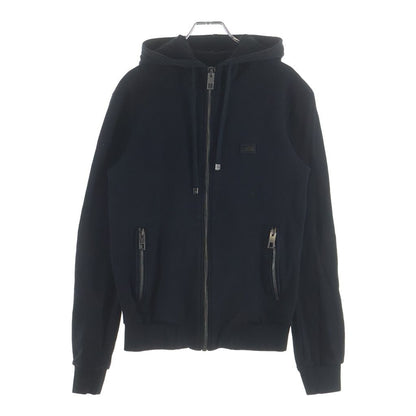 Dolce & Gabbana Logo Plate Zip Up Sweatshirt Hoodie Black