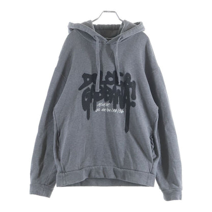 Dolce & Gabbana Graffiti Logo Print Pullover Sweatshirt Hoodie Gray