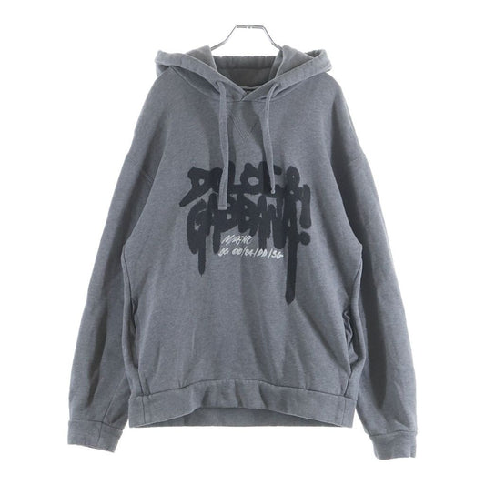 Dolce & Gabbana Graffiti Logo Print Pullover Sweatshirt Hoodie Gray