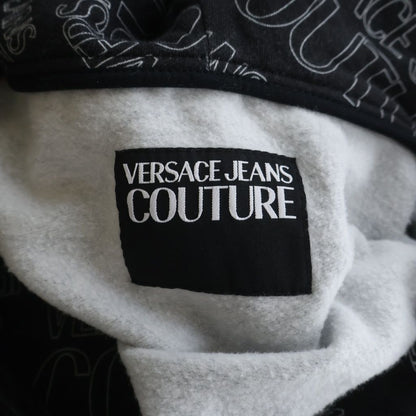 Versace Collection Logo Allover Pattern Zip Up Sweatshirt Hoodie Black — view 8