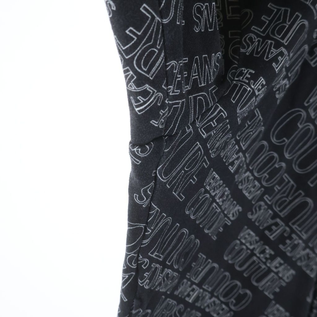 Versace Collection Logo Allover Pattern Zip Up Sweatshirt Hoodie Black — view 6