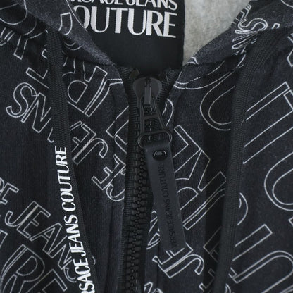 Versace Collection Logo Allover Pattern Zip Up Sweatshirt Hoodie Black — view 7