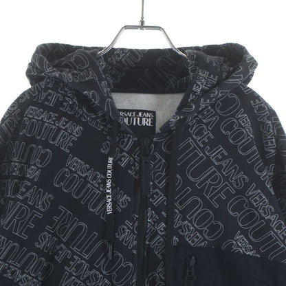 Versace Collection Logo Allover Pattern Zip Up Sweatshirt Hoodie Black — view 3