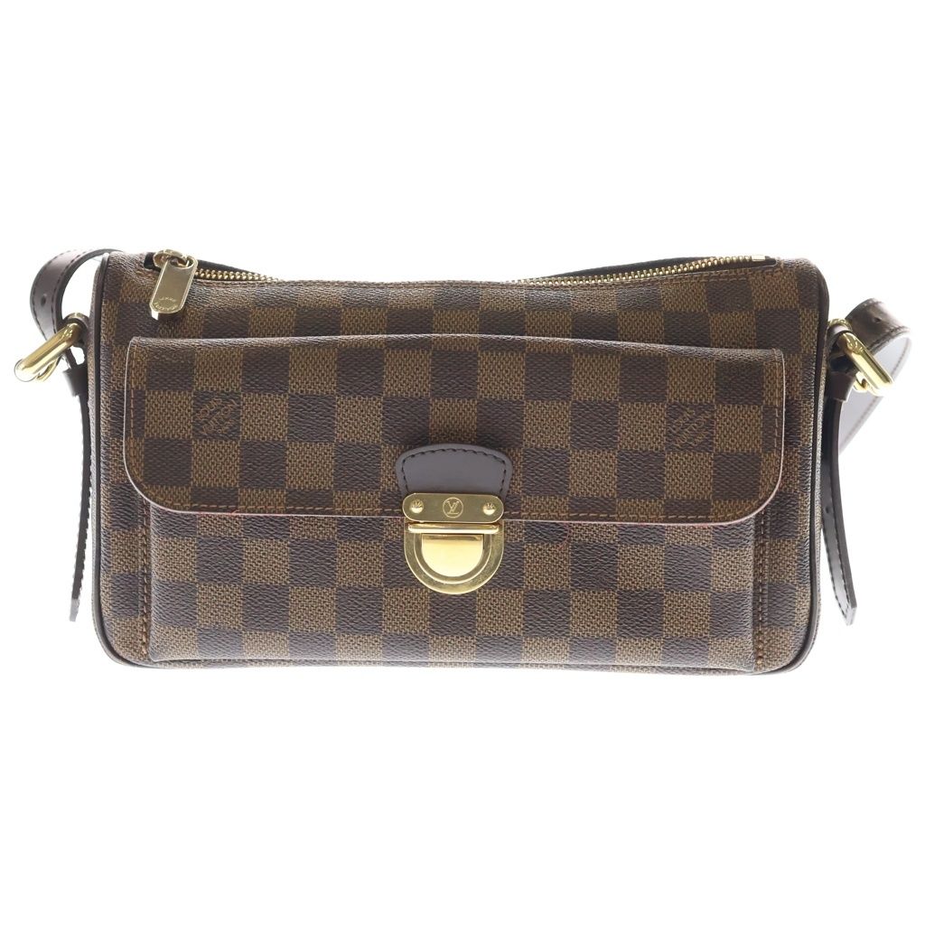 Louis Vuitton Damier Ravello GM Shoulder Bag Brown Leather Gold