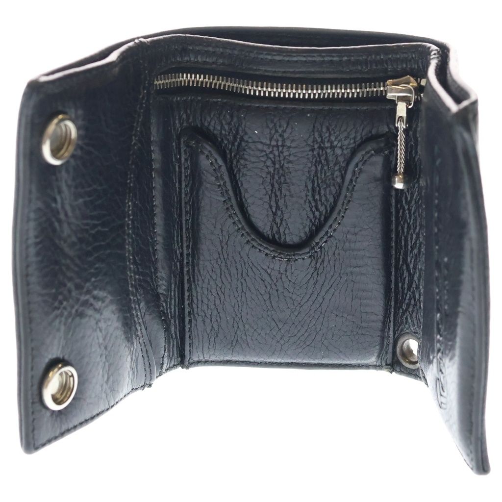 Chrome Hearts 3 Fold Cross Patch Button Leather Wallet Bifold Black — view 4