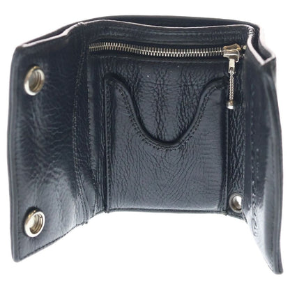 Chrome Hearts 3 Fold Cross Patch Button Leather Wallet Bifold Black — view 4