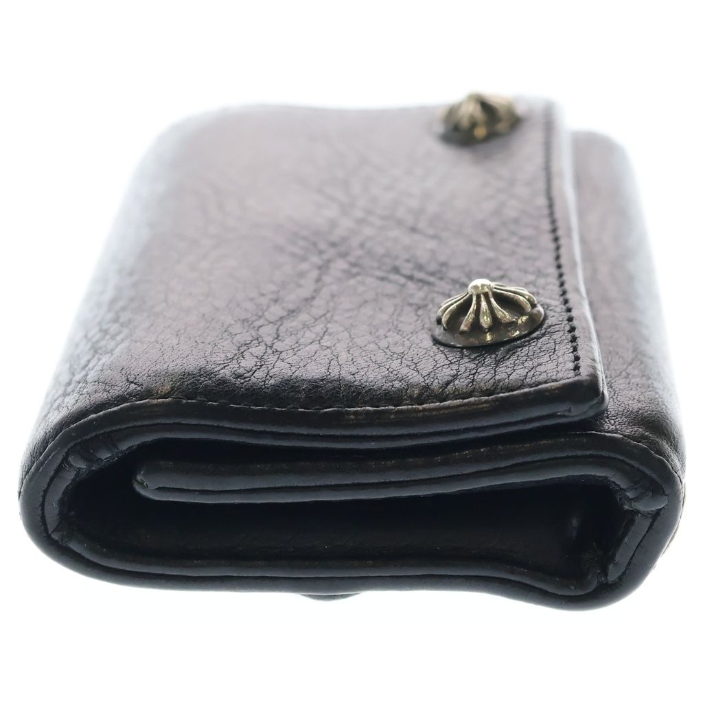 Chrome Hearts 3 Fold Cross Patch Button Leather Wallet Bifold Black — view 3