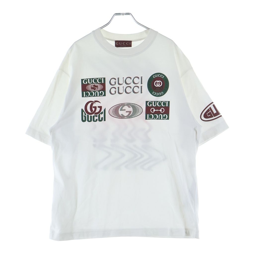 Gucci Multi Logo Tee Crew Neck Short Sleeve T-Shirt White