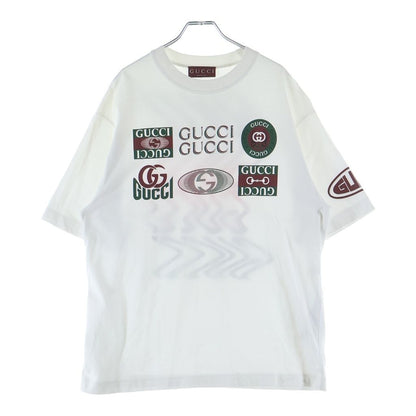 Gucci Multi Logo Tee Crew Neck Short Sleeve T-Shirt White