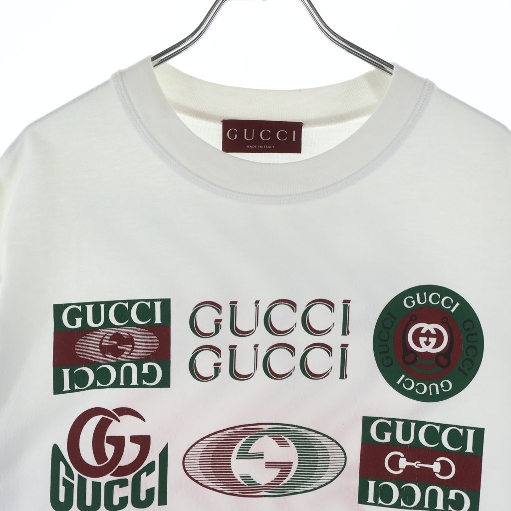 Gucci Multi Logo Tee Crew Neck Short Sleeve T-Shirt White — view 3