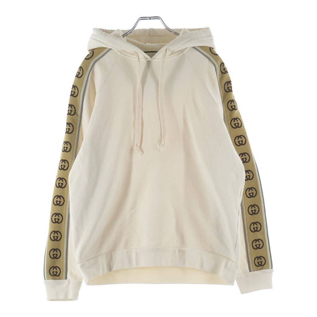 Gucci Cotton Jersey Hooded Sweatshirt Shirt Side Logo Hoodie Ivory