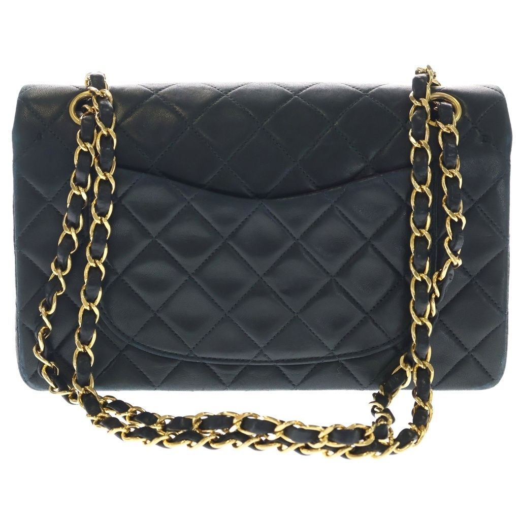 Chanel Quilted 23 Double Flap Chain Shoulder Bag Black Lambskin Gold — view 2