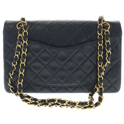 Chanel Quilted 23 Double Flap Chain Shoulder Bag Black Lambskin Gold — view 2