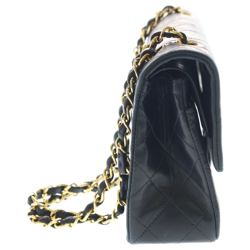 Chanel Quilted 23 Double Flap Chain Shoulder Bag Black Lambskin Gold — view 3