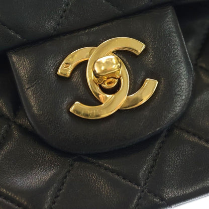 Chanel Quilted 23 Double Flap Chain Shoulder Bag Black Lambskin Gold — view 6