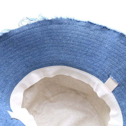 Loewe Flaid Leather Logo Patch Denim Fisherman Bucket Hat Indigo — view 5
