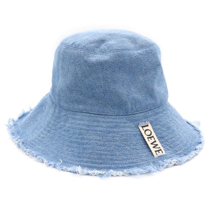 Loewe Flaid Leather Logo Patch Denim Fisherman Bucket Hat Indigo — view 2