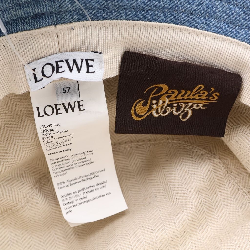 Loewe Flaid Leather Logo Patch Denim Fisherman Bucket Hat Indigo — view 7