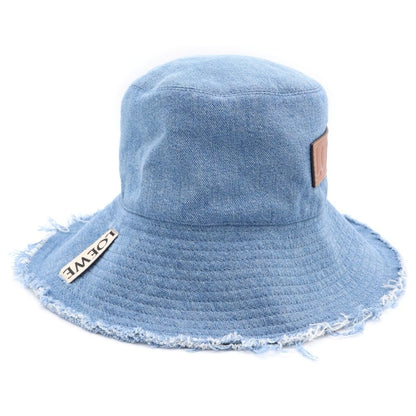 Loewe Flaid Leather Logo Patch Denim Fisherman Bucket Hat Indigo — view 3