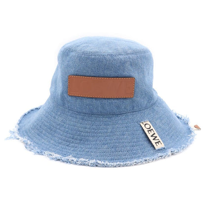 Loewe Flaid Leather Logo Patch Denim Fisherman Bucket Hat Indigo — view 4