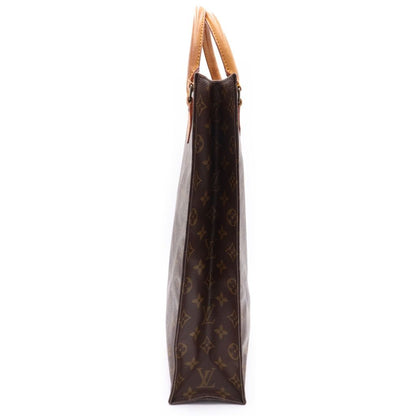 Louis Vuitton Monogram Sac Plat Tote Brown Leather Gold — view 3