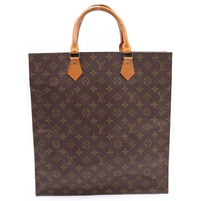 Louis Vuitton Monogram Sac Plat Tote Brown Leather Gold