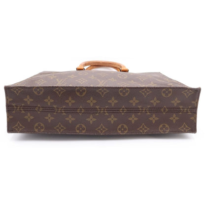 Louis Vuitton Monogram Sac Plat Tote Brown Leather Gold — view 4