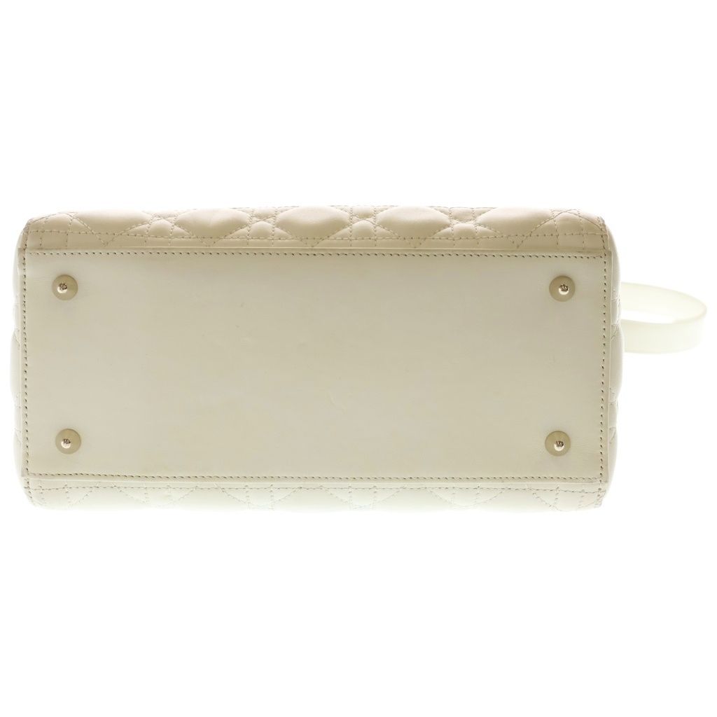 Dior Lady Cannage 2-Way Shoulder Bag White Leather Gold — view 4