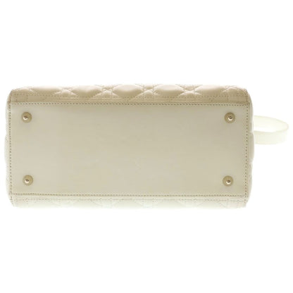 Dior Lady Cannage 2-Way Shoulder Bag White Leather Gold — view 4