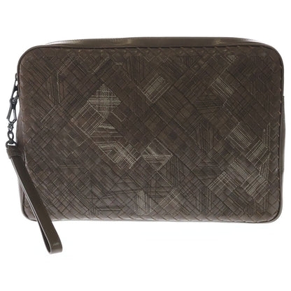 Bottega Veneta Atlas Intrecciato Clutch Brown Leather