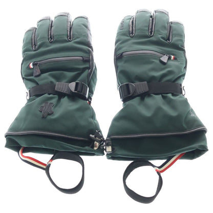 Moncler Gloves Leather Trim Nylon Green Black
